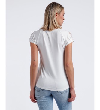 Admas T-shirt  manches courtes en dentelle blanche