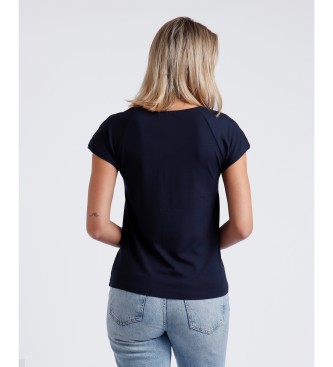 Admas T-shirt de manga curta com renda azul-marinho