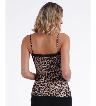 Admas Leopardja rjava usnjena majica