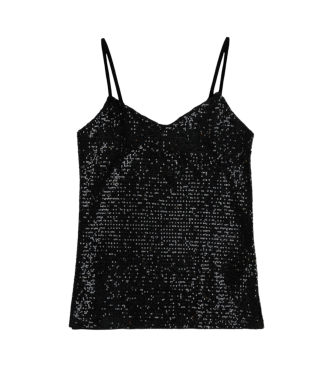 Admas Czarny tank top z cekinami