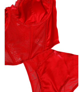 Admas Corset top and bottom set red