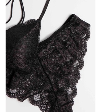 Admas Triangle top and panties set black lace