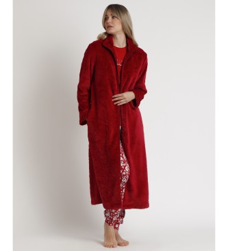 Admas Long Sleeve Garnet Jacquard Roses Long Sleeve Robe