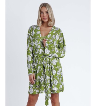 Admas Navy Flowers green dressing gown