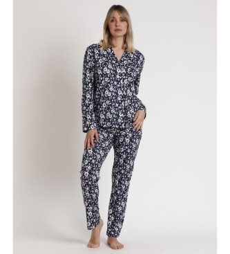 Admas Pyjama manches ouvertes manches longues romantique hiver marine