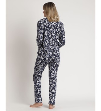 Admas Pyjama manches ouvertes manches longues romantique hiver marine