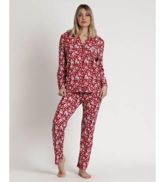 Admas Pijama Manga Aberta Longo Romntico inverno vermelho