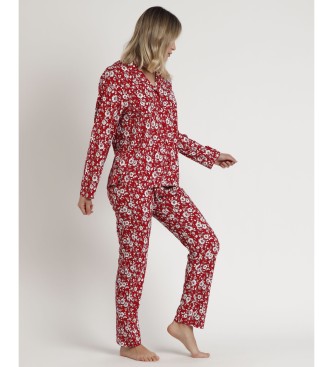 Admas Pijama Manga Aberta Longo Romntico inverno vermelho