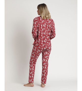 Admas Pijama Manga Aberta Longo Romntico inverno vermelho