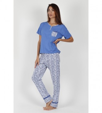 Admas Pyjama bleu à manches courtes