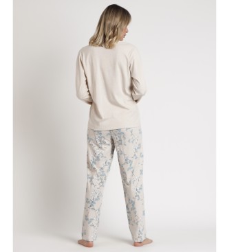 Admas Climbing Flowers beige Langarm-Pyjama