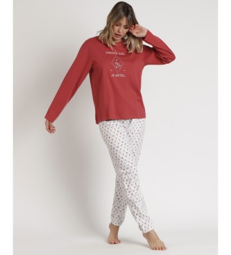 Admas Essence Of Life Pyjama met lange mouwen rood