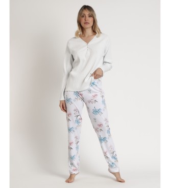 Admas Pyjamas Long Sleeve French Garden white