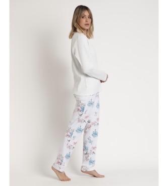 Admas Pyjamas Langrmet French Garden hvid