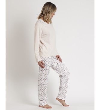 Admas Essence Of Life Beige Pico Pyjama mit langen rmeln