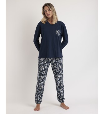 Admas Pyjama Long Sleeve Lace Romantic Winter navy