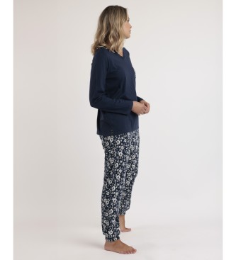 Admas Pyjamas langrmet blonde romantisk vinter navy