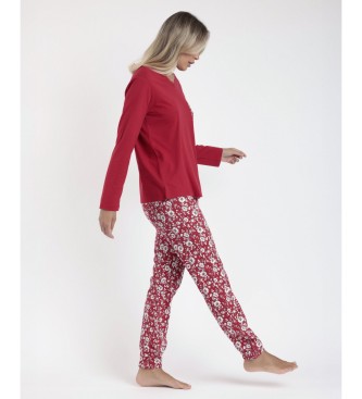 Admas Pijama Manga Larga Puntilla Romantic Winter rojo