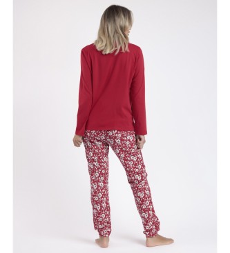 Admas Pijama Manga Larga Puntilla Romantic Winter rojo