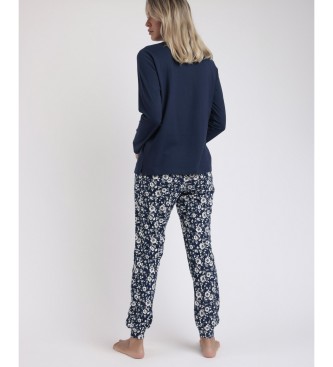 Admas Romantische winterse marine pyjama met lange mouwen