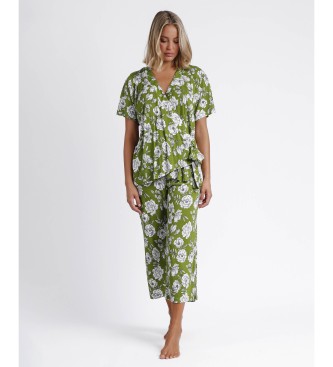 Admas Navy bloemen groene palazzo pyjama