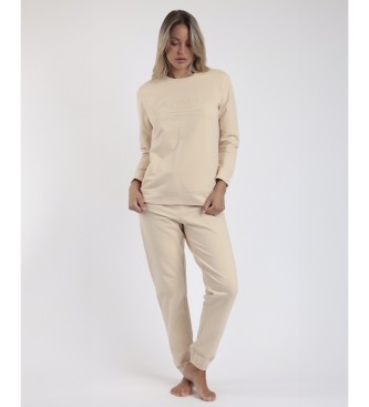 Admas Pyjama Lange Mouw Home beige