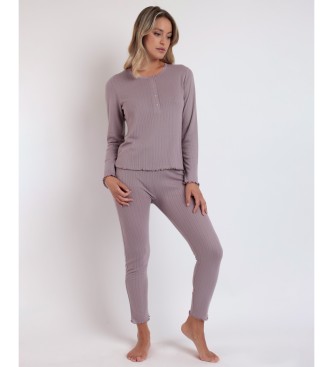 Admas Pijama Manga Larga Tapeta Soft Canal lila