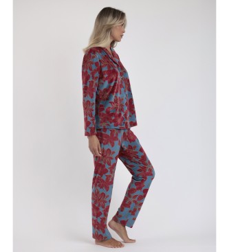 Admas Granat Luxury Velvet lngrmad ppen pyjamas