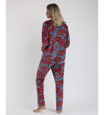 Admas Granat Luxury Velvet lngrmad ppen pyjamas