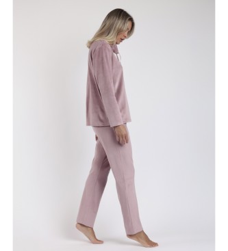 Admas Pajamas Long Sleeve Velvet pink