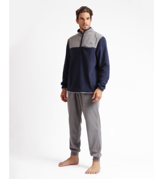 Admas Warm Long Sleeve Microfleece Pyjama Sport navy