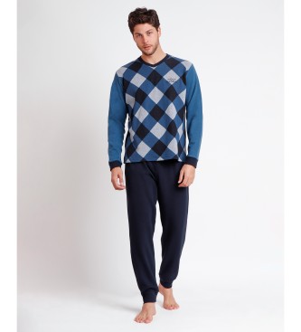 Admas Pyjama Harlequin  manches longues bleu