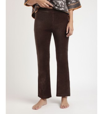 Admas Pantaln Elstico Largo Campana Corduroy marrn