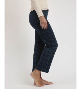 Admas Pantalon long extensible  carreaux bleu marine bleu marine