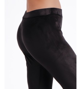 Admas Pantaloni lunghi elastici in velluto nero