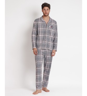 Admas Pyjama ouvert manches longues Boston gris