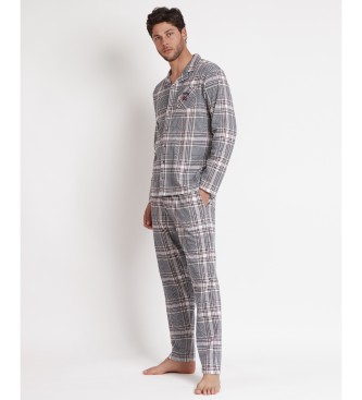 Admas Offener Pyjama mit langen rmeln Boston grau