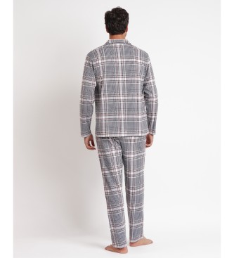 Admas Pyjama ouvert manches longues Boston gris