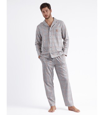 Admas Pijama aberto de manga comprida Bulldog cinzento