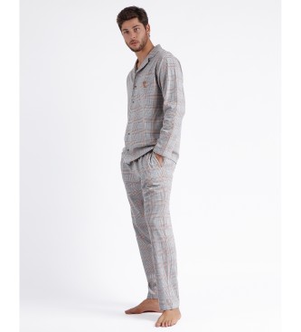 Admas Bulldog grey long sleeve open pyjamas