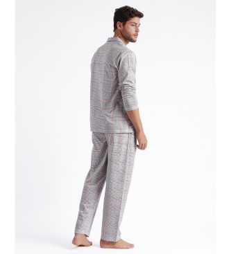 Admas Bulldog grey long sleeve open pyjamas