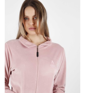 Admas Offener Pyjama Langarm Doppelter Samt rosa