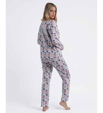 Admas Good Morning Mouse grijs pyjamatop met lange mouwen