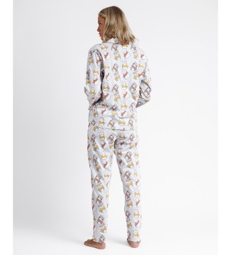 Admas Pyjama met lange mouwen Hello Winter grijs