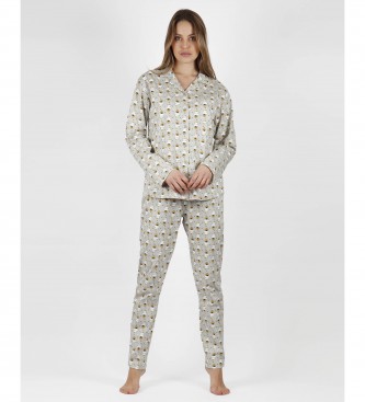 Admas Kleine prinses pyjama open pyjama grijs