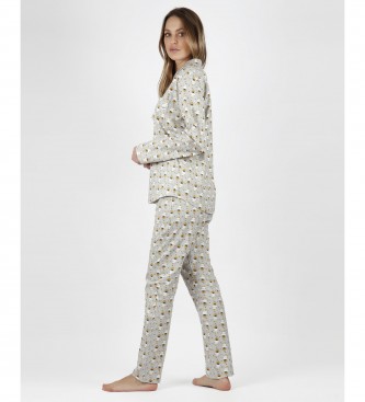 Admas Kleine prinses pyjama open pyjama grijs