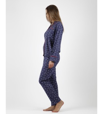 Admas Lou Lou Pijama aberto de manga comprida inverno marinho