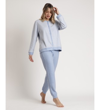 Admas Open Pyjamas Long Sleeves Knitted Milano Dream blue