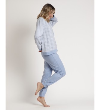 Admas Pyjama ouvert Manches longues tricot Milano Dream bleu