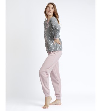 Admas Pyjama met lange mouwen Sweet Dots B grijs